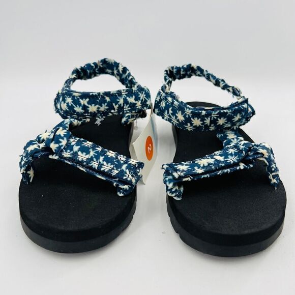 Cat & Jack Kids Girls Navy Blue Floral Platform Sport Sandals Size 2 - Picture 3 of 11